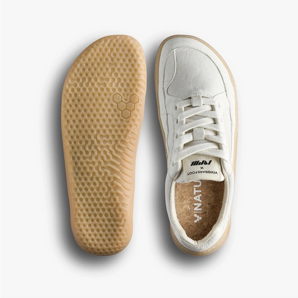 Vivo Barefoot Minimalist White and Tan Sneakers